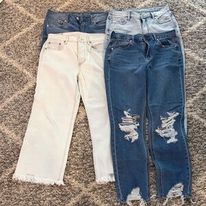 American Eagle Outfitters Various shades of Blue Cropped Jeans Lot of 4.Size 4